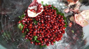 Pomegranate seeds salad herbs