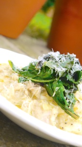 Spring chicken and chard risotto